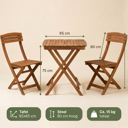Cheqo® Bistroset 3-delig Inklapbaar - Specs