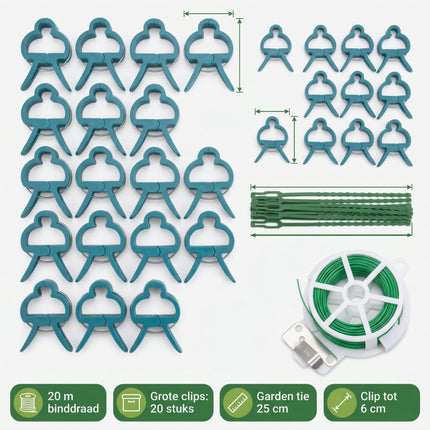 Cheqo Plantenclips met Binddraad Set van 61 - Specs