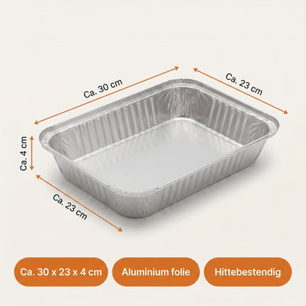Cheqo® Grillschalen Set van 5 - BBQ Aluminium Barbecue Schalen - Wegwerpschalen - Grillbakjes - Lekbakken - Stoombakje - Oven - Airfryer - Vetopvangbakjes - Bereidingsbakjes - Aluminiumfolie Bakjes - Barbecue Accessoires