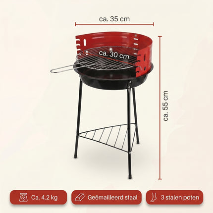 Cheqo® Houtskoolbarbecue op Poten - Specs