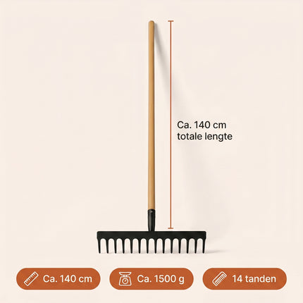 Cheqo® Tuinhark - Hark met Houten Steel - Specs