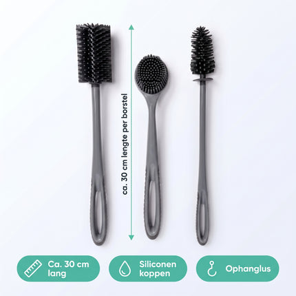 Cheqo Siliconen Afwasborstel Set van 3 - Specs
