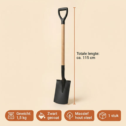 Cheqo® Schep met Houten Steel en D-greep - Specs