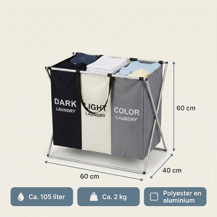 Cheqo® Wasmand met 3 Vakken - Specs