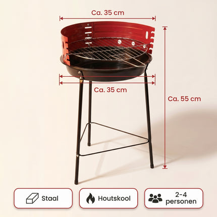 Cheqo® Houtskool Barbecue Ronde 3-Poot 33 cm - Specs