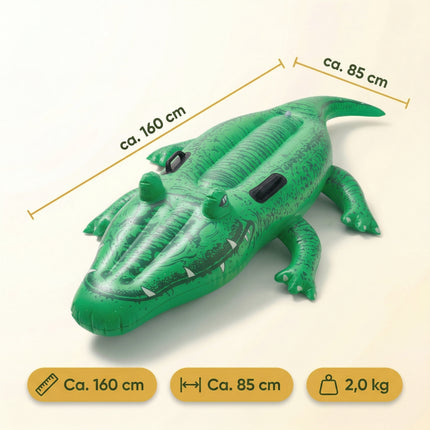 Cheqo® Opblaasbare Krokodil - Ride-on Krokodil - Krokodil Luchtbed - Opblaasdier - Opblaasfiguur - Zwembad Speelgoed - Waterspeelgoed - Strand Speelgoed - voor Kinderen - Specs