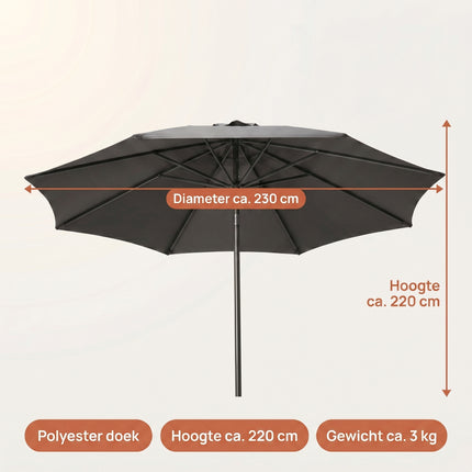 Cheqo Parasol Tuinparasol Antraciet Kantelbaar - Specs
