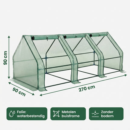 Cheqo Kweekkas Tunnelkas 3 Deuren 270x90x90 - Specs