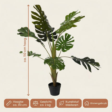 Cheqo® Kunstplant Monstera 110cm - Specs