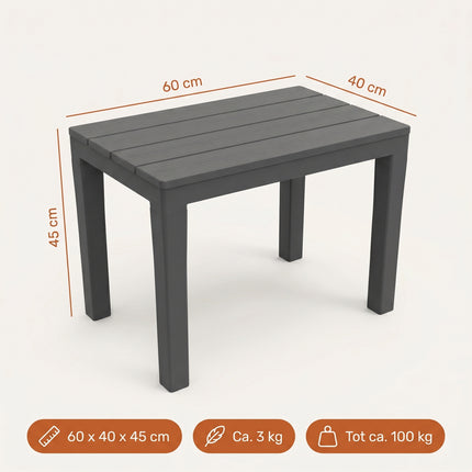Cheqo® Bijzettafel Antraciet - Specs