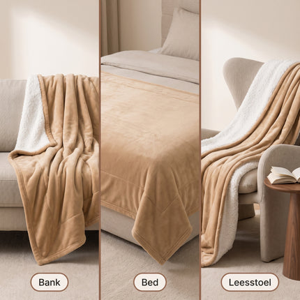 infographic-5: Ceruzo sherpa fleece deken 150x200 cm beige