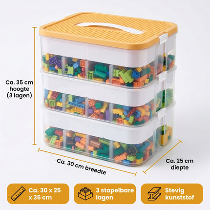 Cheqo® Opbergbox Bouwstenen Stapelbaar 3 Lagen - Specs
