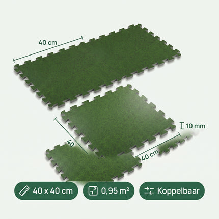 Cheqo® Vloermat Tegels Set van 6 Grasprint - Specs