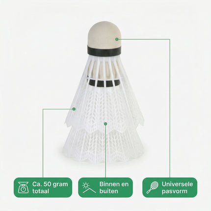 Cheqo® Badminton Shuttles in Koker Set van 3 - Specs