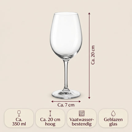 Cheqo® Wijnglazen Set van 6 Stuks - Specs