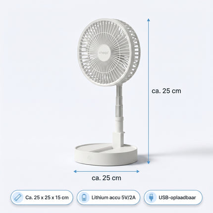 Cheqo Opvouwbare Ventilator Wit 23 cm - Specs
