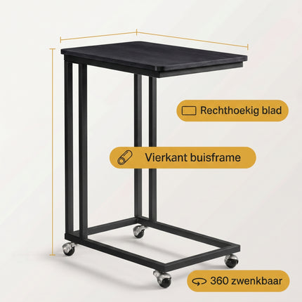 Cheqo® Bijzettafel op Wieltjes C-Vorm - Specs