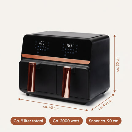 infographic-5: Dual airfryer 9 liter rose gold