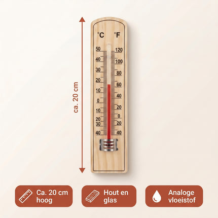 Cheqo® Houten Kamerthermometer 20 cm - Specs