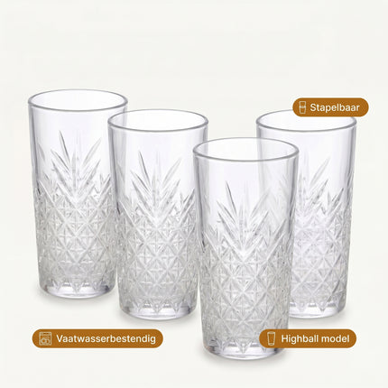 Cheqo Longdrinkglazen Set van 4 - Specs