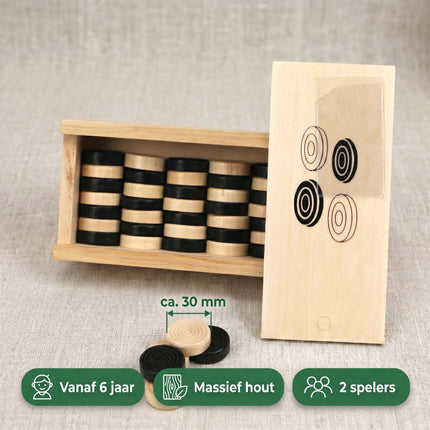 Cheqo Damstenen in Houten Kist - Specs
