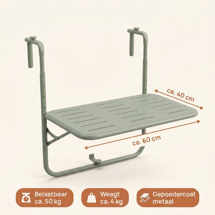 Cheqo® Balkontafel Mat Groen - Specs
