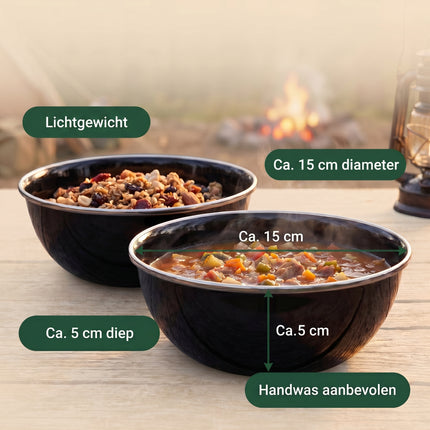 Cheqo Campingschalen Set van 2 Emaille - Specs