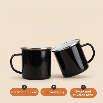 Cheqo® Emaille Mok Set van 2 - Specs