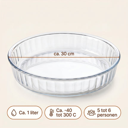 Cheqo Glazen Taartvorm / Quichevorm rond - Specs