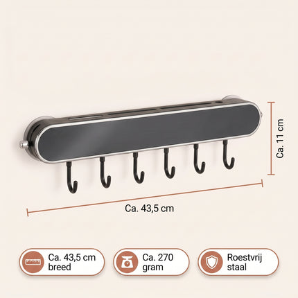 Cheqo® Keukenrek Wandmontage met Haken - Specs