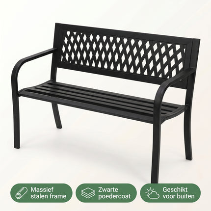 Cheqo Tuinbank 2-persoons Stalen Parkbank Zwart - Specs