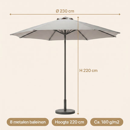 Cheqo® Tuinparasol Grijs Stokparasol Terrasparasol Balkon - Specs