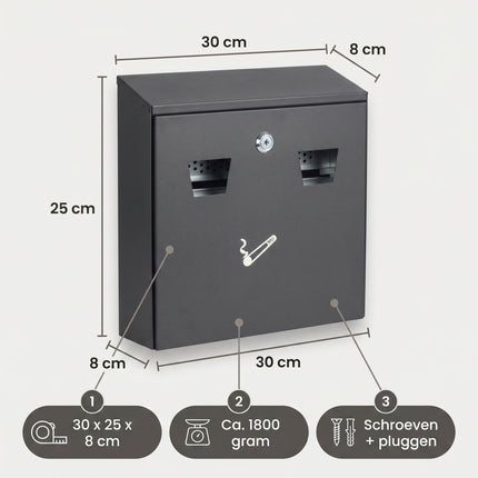 Cheqo® Wandasbak Zwart - Specs