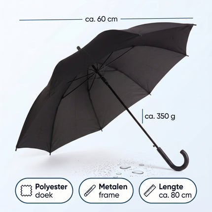 Cheqo® Paraplu Zwart - Stokparaplu - Windproof Stormparaplu - Specs