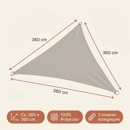Cheqo Schaduwdoek Driehoek Zand - Specs