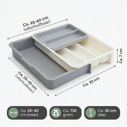 Cheqo® Bestekbak Uitschuifbaar - Specs