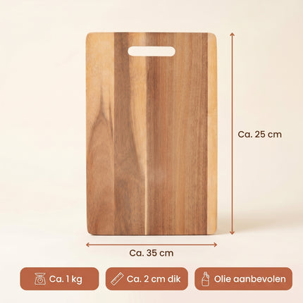 Cheqo® Snijplank Acaciahouten met Handvat - Specs