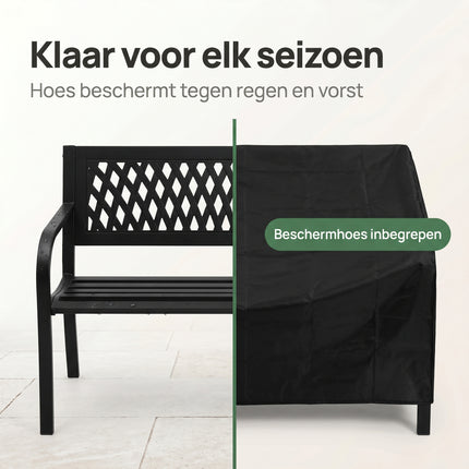 Cheqo Tuinbank 2-persoons Stalen Parkbank Zwart - Bezwaarkiller