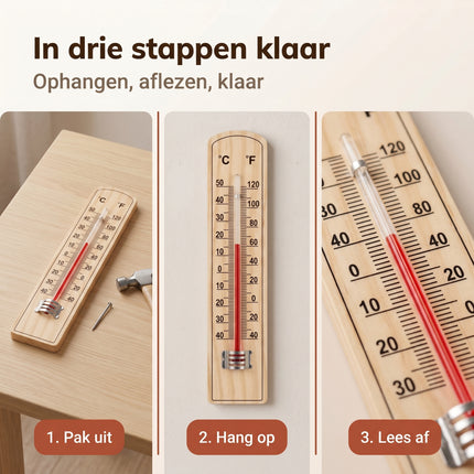 Cheqo® Houten Kamerthermometer 20 cm - Bezwaarkiller