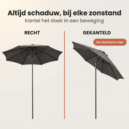 Cheqo Parasol Tuinparasol Antraciet Kantelbaar - Bezwaarkiller
