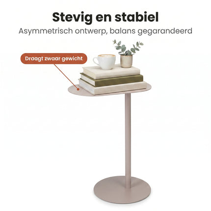 Cheqo® Bijzettafel van Metaal - Sidetable - Zand - Industrieel Design - Bezwaarkiller