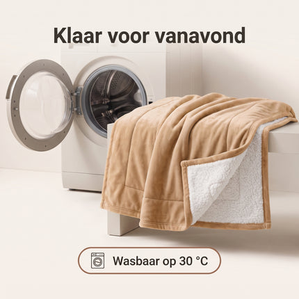 infographic-6: Ceruzo sherpa fleece deken 150x200 cm beige