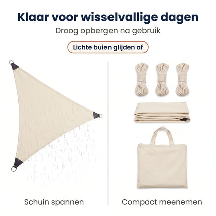 infographic-6: Cheqo schaduwdoek driehoek creme 360cm