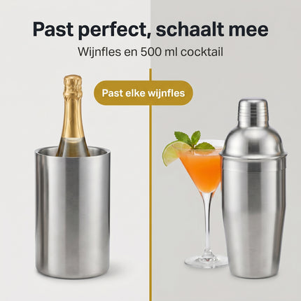 Cheqo® Cocktailshaker Set van 2 - Wijnkoeler en Cocktail Set - Bezwaarkiller