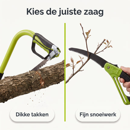 infographic-6: Cheqo takkenzaag set van 2 beugelzaag snoeizaag groen