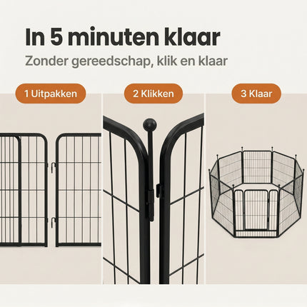Cheqo® Hondenren 8 Panelen Zwart - Bezwaarkiller