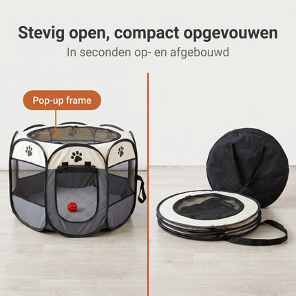 Cheqo® Puppyren Opvouwbaar - Hondenren - Konijnenren - Draagtas (ca. 75 x ca. 75 x ca. 45 cm) - Bezwaarkiller