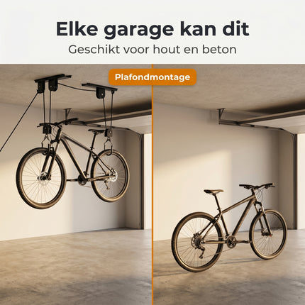 Cheqo® Fietslift Fiets Ophangsysteem voor Plafond - Bezwaarkiller