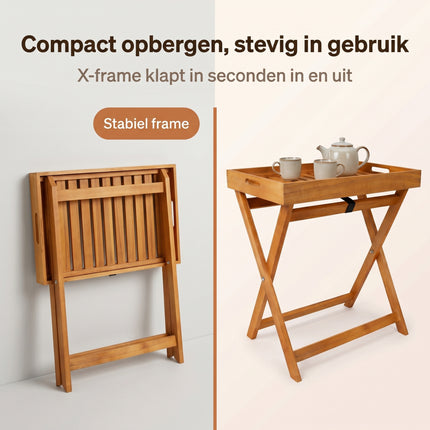 Cheqo® Bijzettafel Inklapbaar met Afneembaar Dienblad - Bezwaarkiller
