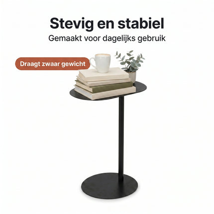 Cheqo® Bijzettafel Zwart - Metalen Sidetable - Industrieel Design - Bezwaarkiller